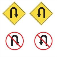 set of traffic signs u turn and dont u turn vector