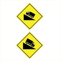 uphill road and downhill road yellow traffic sign road sign vector