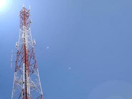 Telephone towers used to broadcast signals at dusk. photo