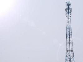 Telephone towers used to broadcast signals at dusk. photo
