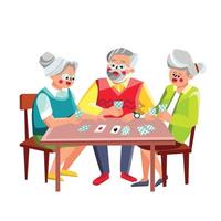 Older People Playing Cards Game Together Vector