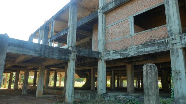 Abandoned old buildings Error and irresponsibility of engineer. photo