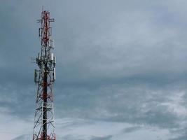 Telephone towers used to broadcast signals at dusk. photo