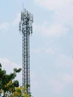 Telephone towers used to broadcast signals at dusk. photo