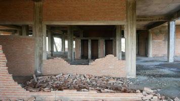 Abandoned old buildings Error and irresponsibility of engineer. photo