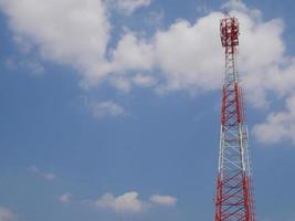 Telephone towers used to broadcast signals at dusk. photo