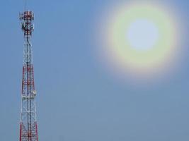 Telephone towers used to broadcast signals at dusk. photo