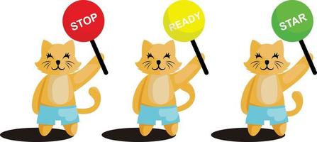 cat parking attendant cute mascot vector set is good for your business