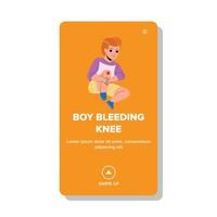 Sad Boy With Bleeding Knee Injury Pain Vector