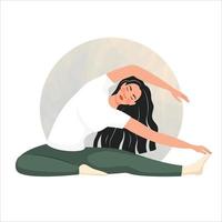 Conceptual illustration for yoga, meditation, relaxation, rest, healthy lifestyle. Vector illustration in flat cartoon style