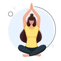 Conceptual illustration for yoga, meditation, relaxation, rest, healthy lifestyle. Vector illustration in flat cartoon style