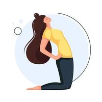 Conceptual illustration for yoga, meditation, relaxation, rest, healthy lifestyle. Vector illustration in flat cartoon style