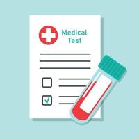 Medical test tube with blood. Form of medical blood test.