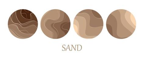 Abstract logo template sand, dunes, beach, desert. Pattern of wavy lines in beige color. Vector collection.