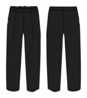 pantalón de pijama de ajuste regular moda técnica boceto plano ilustración vectorial plantilla de color negro para damas vector