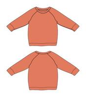 Raglan Long sleeve sweatshirt technical fashion flat sketch vector illustration template for women's