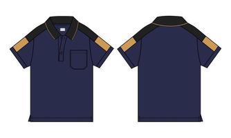 Short sleeve polo shirt vector illustration Navy Color template for baby boys