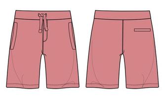 Boys Sweat shorts pant technical fashion flat sketch vector illustration purple color template