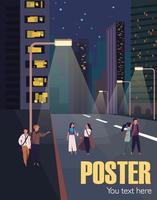 city scene poster night street sketch vector