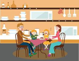 Characters Family at Dining Table vector