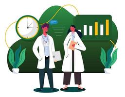 Doctors In White Coat Holding Notepad vector