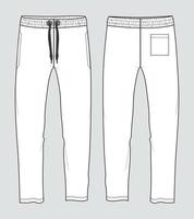 Sweatpants technical fashion flat sketch vector illustration template front back views