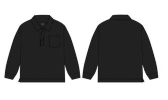 Long sleeve polo shirt vector illustration Black color template for baby boys