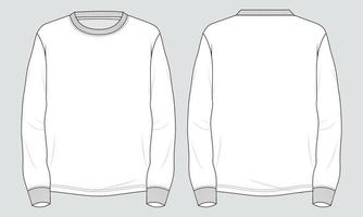 Long Sleeve T shirt Technical Fashion flat sketch Vector illustration template for Men's and boys