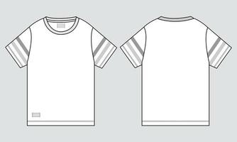 plantilla de ilustración de vector de boceto plano de moda técnica de camiseta de manga corta