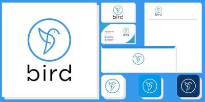 bird symbol with outline modern simple minimalist with brand identity template vector