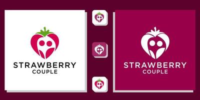 strawberry couple symbol dating romantic happines food with app template vector