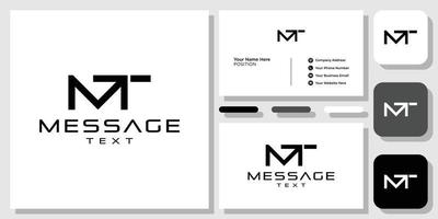 Message Text initials font capital arrow with business card template vector