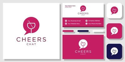 Cheers Chat group app friendship celebration happy gathering with business card template vector