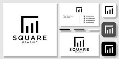 Square Graphic arrow line growth progress profit with business card template vector