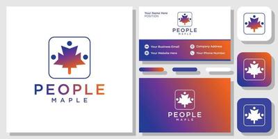 People Maple element symbol app technology mobile with business card template vector