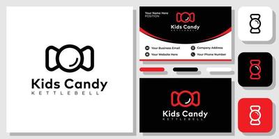 Kids Candy Kettlebell studio gym fitness health training childs with business card template vector