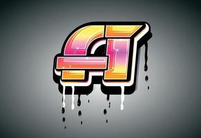 3D A Letter graffiti with drip effect vector