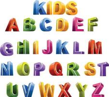 niños 3d alfabetos coloridos vector