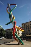 Milan Italy 2021 Needle, thread and knot is a sculpture in two parts photo