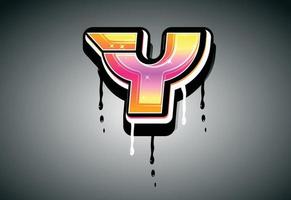 3D Y Letter graffiti with drip effect vector