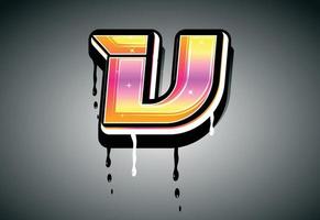 3D Letter graffiti with drip effect vector