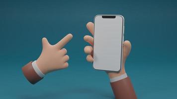 Hand of business touch or press of finger on blank Mobile display.using phone screen mockup, payment via a smartphone,Mobile phone bank,wallet,isolated background.3d Rendering. photo