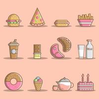 Fast food and drink set illustration vector