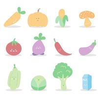 vegetarian healthy food cute character vector design