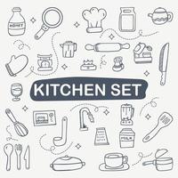 Kitchen set line art design vector