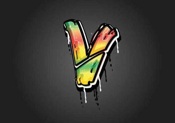 V Brush Letter alphabet vector