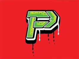Cannabis P Letter with drip effect vector