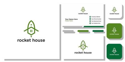rocket house moving up growth increase sale with business card template vector