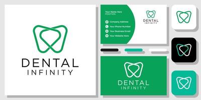 Dental Infinity clinic care healthy teeth medicine whitening with business card template vector