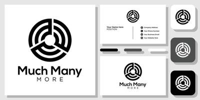 Much Many More circle initials triple fonts with business card template vector